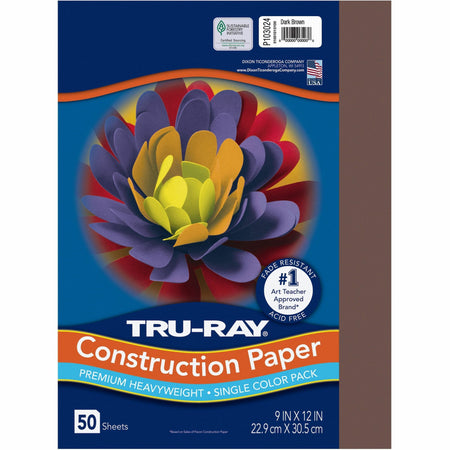 Tru-Ray Construction Paper - Project, Bulletin Board - 12" Width x 9" Length - Dark Brown - Sulphite - 50 / Pack