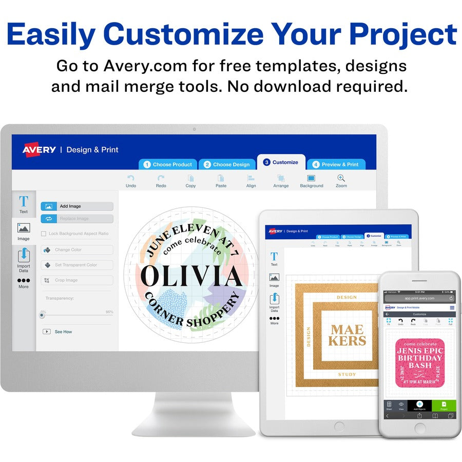 Avery®  Color-Coding Labels - 3/4" Diameter - Removable Adhesive - Round - Laser, Inkjet - Matte - Red - Paper - 24 / Sheet - 42 Total Sheets - 1008 Total Label(s) - 1008 / Pack