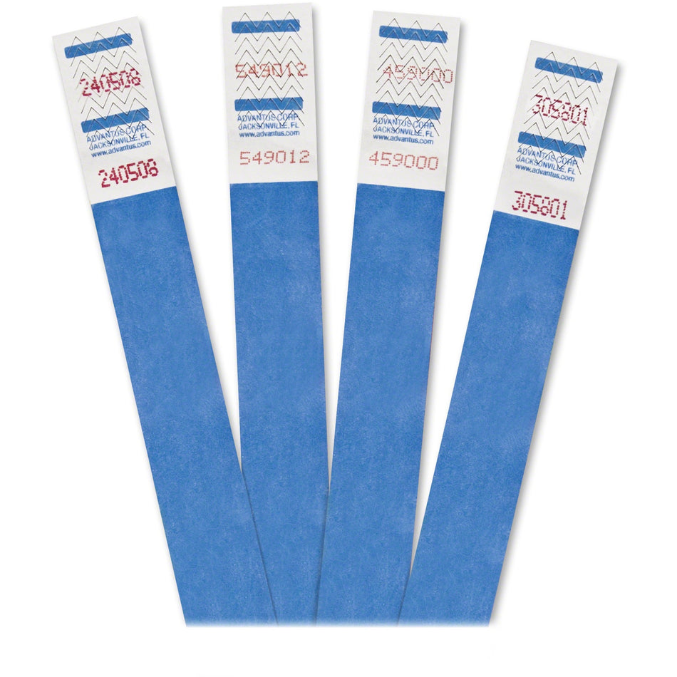 Advantus Tyvek Wristbands - 3/4" Width x 9 3/4" Length - Rectangle - Blue - Tyvek - Adhesive Closure - 500 / Pack