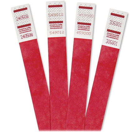 Advantus Tyvek Wristbands - 3/4" Width x 9 3/4" Length - Rectangle - Red - Tyvek - Tear Resistant, Adhesive Closure - 500 / Pack