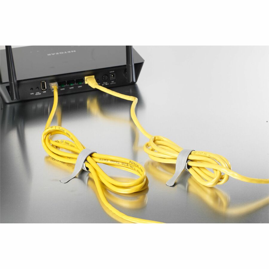 VELCRO®  ONE-WRAP Thin Ties 8in x 1/2in Ties Gray & Black 50 ct - Cable Tie - Black, Gray - 25 lb Loop Tensile - 8" Length - 50 / Pack