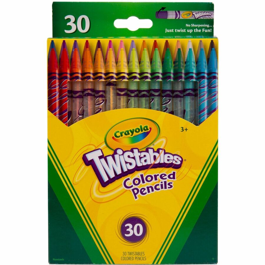 Crayola Twistables Colored Pencils - Assorted Lead - Clear Plastic Barrel - 30 / Set