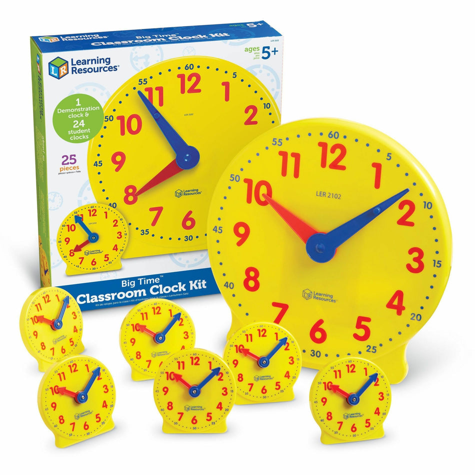 Learning Resources Classroom Clock Kit - Learning Clock - Theme/Subject: Learning - 24 Pieces - Yellow