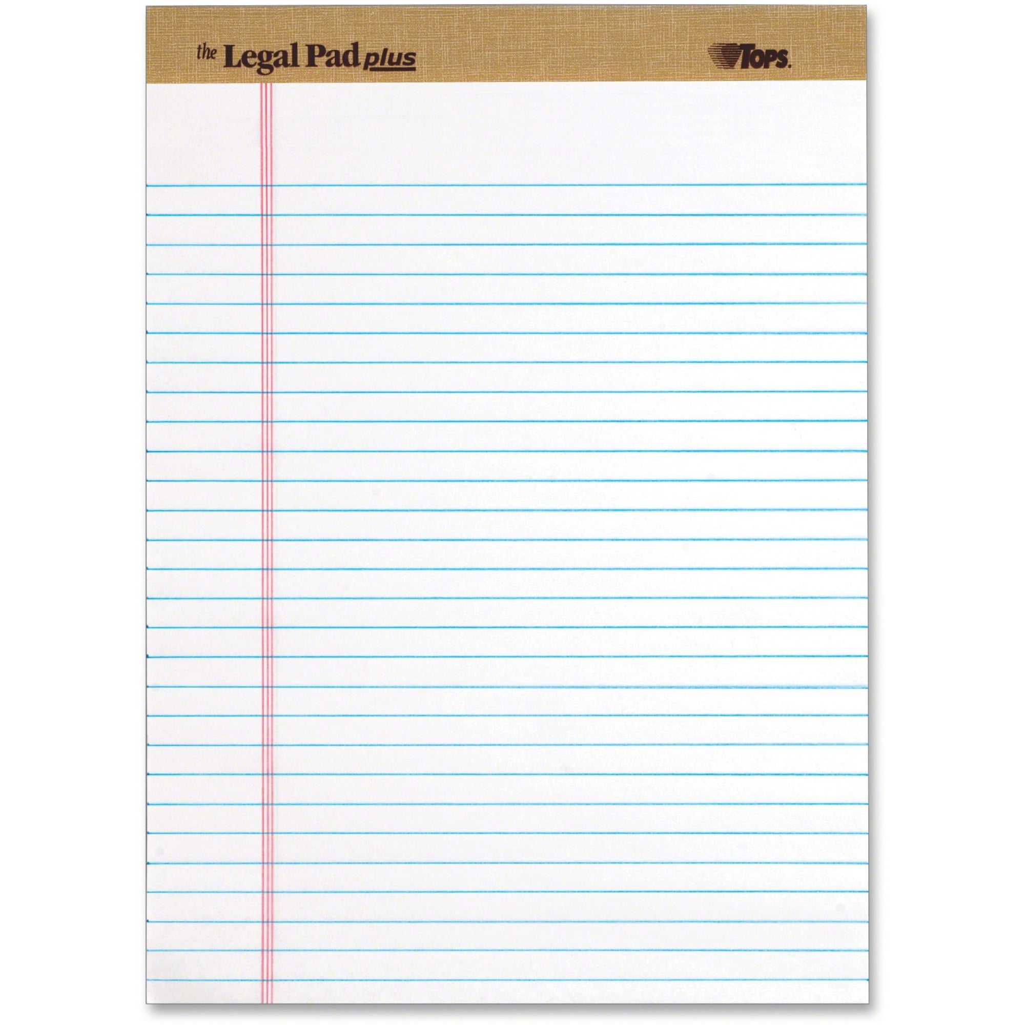 TOPS Binding Letr - Trim Perf. Writing Pads - Letter - 50 Sheets - Letter - 8 1/2" x 11" Sheet Size - White Paper - Perforated - 1 Dozen