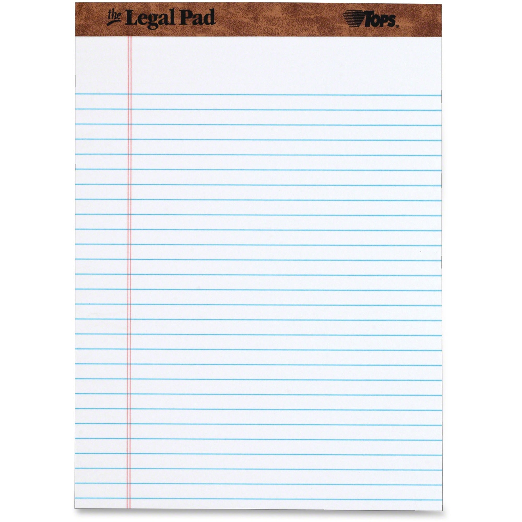 TOPS The Legal Pad - Letter - Letter - 8 1/2" x 11" Sheet Size - White Paper - 1 Each