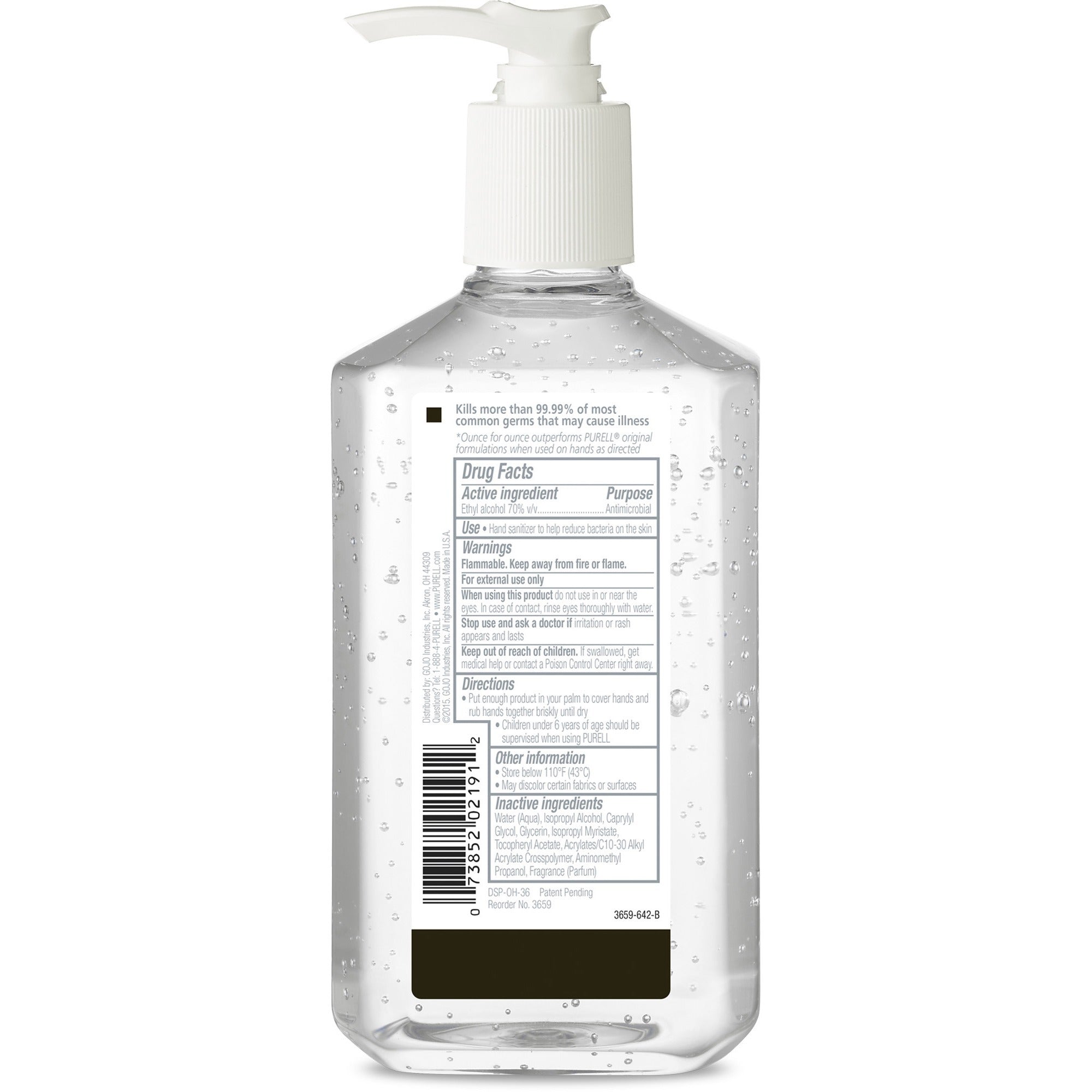 PURELL® Hand Sanitizer Gel - Clean Scent - 12 fl oz (354.9 mL) - Pump Bottle Dispenser - Multipurpose - Moisturizing - Clear - Triclosan-free, Paraben-free, Phthalate-free - 12 / Carton