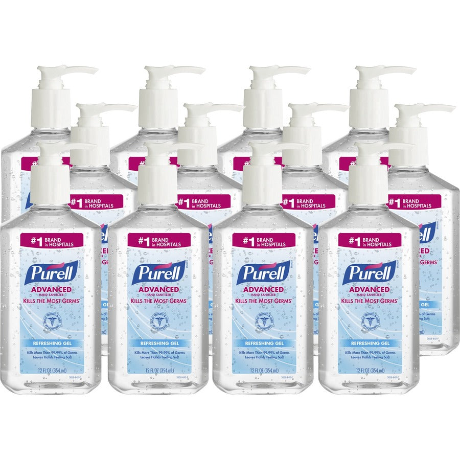 PURELL® Hand Sanitizer Gel - Clean Scent - 12 fl oz (354.9 mL) - Pump Bottle Dispenser - Multipurpose - Moisturizing - Clear - Triclosan-free, Paraben-free, Phthalate-free - 12 / Carton