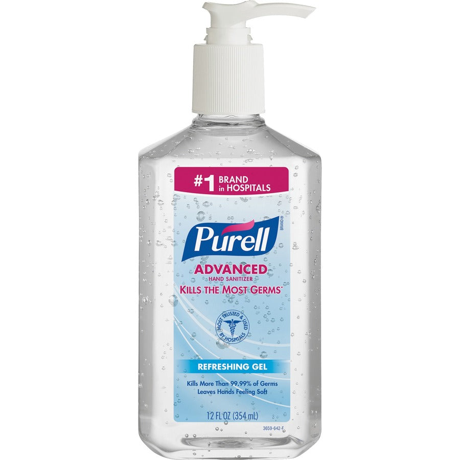 PURELL® Hand Sanitizer Gel - Clean Scent - 12 fl oz (354.9 mL) - Pump Bottle Dispenser - Multipurpose - Moisturizing - Clear - Triclosan-free, Paraben-free, Phthalate-free - 12 / Carton