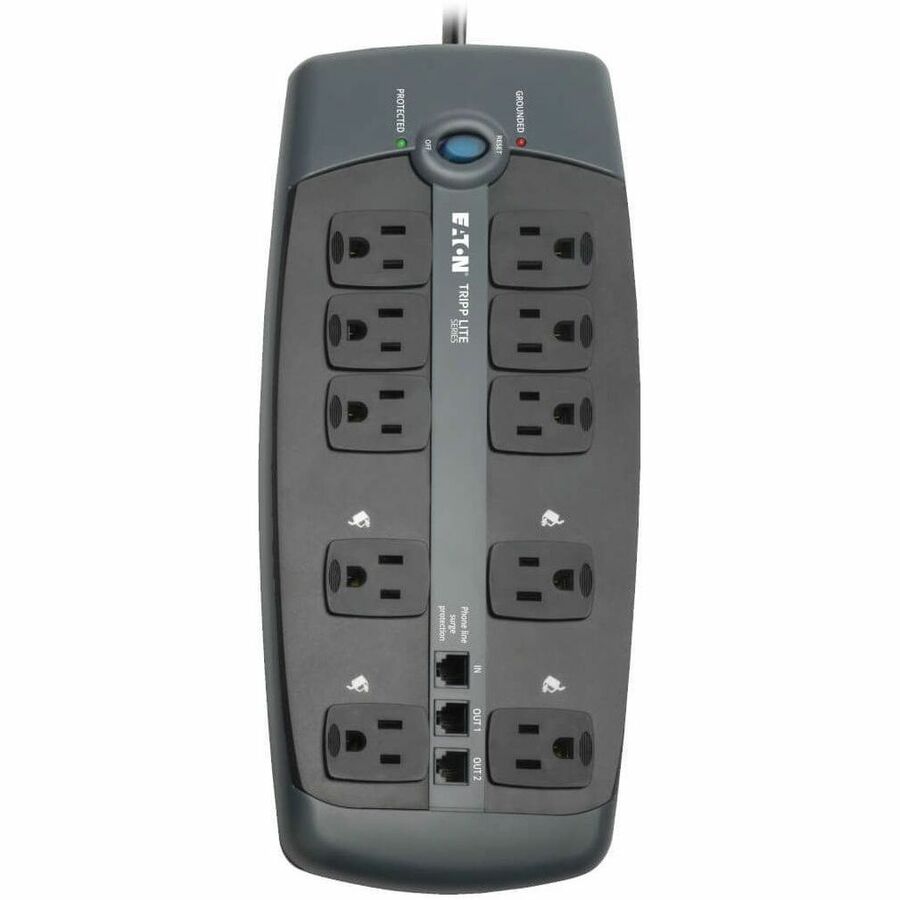 Tripp Lite series 10-Outlet Surge Protector - Silver - NEMA 5-15P - 10 x NEMA 5-15R - 1800 VA - 2395 J - 120 V AC Input - 120 V AC Output - Fax/Modem/Phone - 8 ft