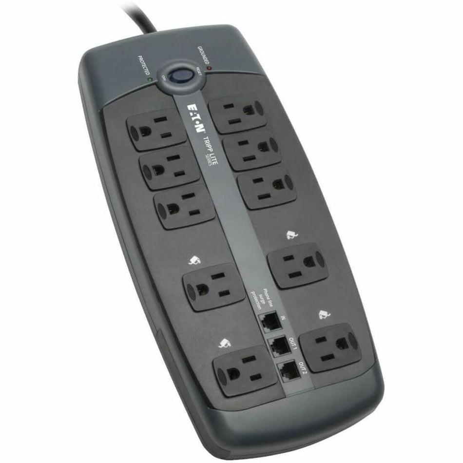 Tripp Lite series 10-Outlet Surge Protector - Silver - NEMA 5-15P - 10 x NEMA 5-15R - 1800 VA - 2395 J - 120 V AC Input - 120 V AC Output - Fax/Modem/Phone - 8 ft