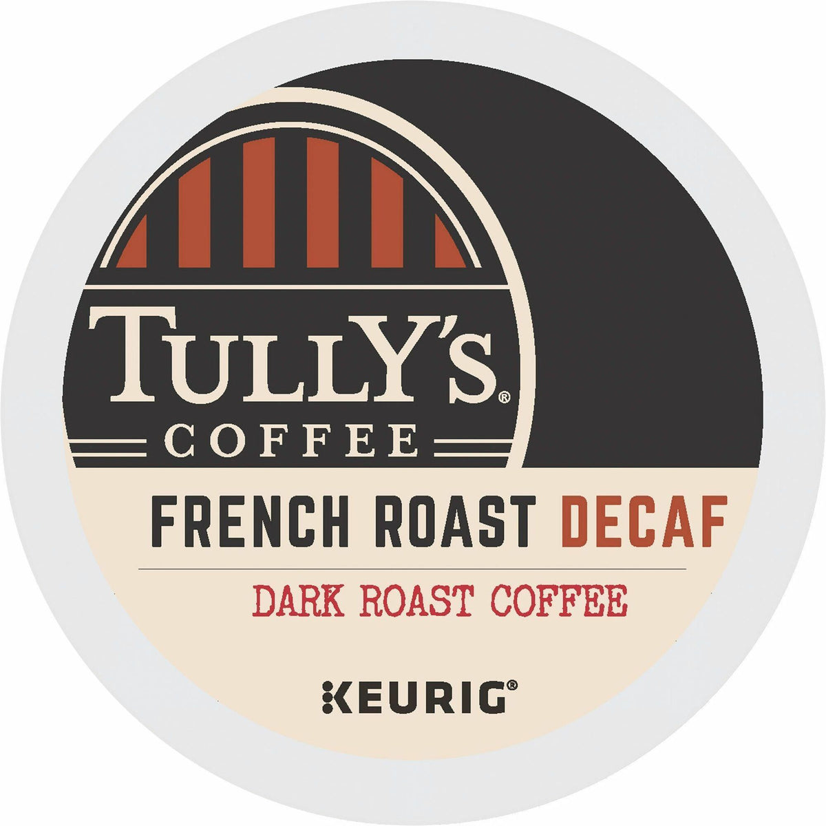 Tully's® Coffee K-Cup French Roast Decaf Coffee - Compatible with Keurig Brewer - Extra Bold Dark - K-Cup - Decaffeinated - 24 / Box