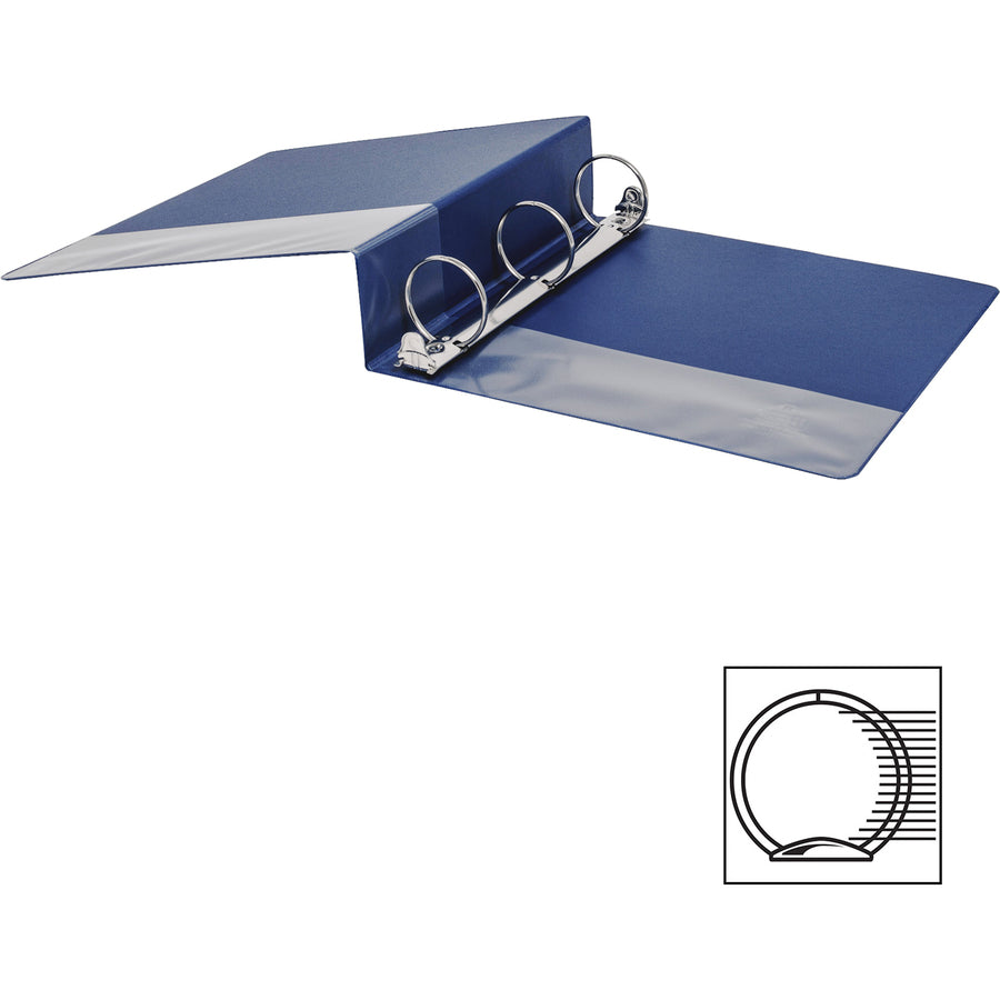 Business Source Basic Round Ring Binders - 2" Binder Capacity - Letter - 8 1/2" x 11" Sheet Size - Fastener(s): Round Ring - Vinyl - Dark Blue - 1.52 lb - 1 Each