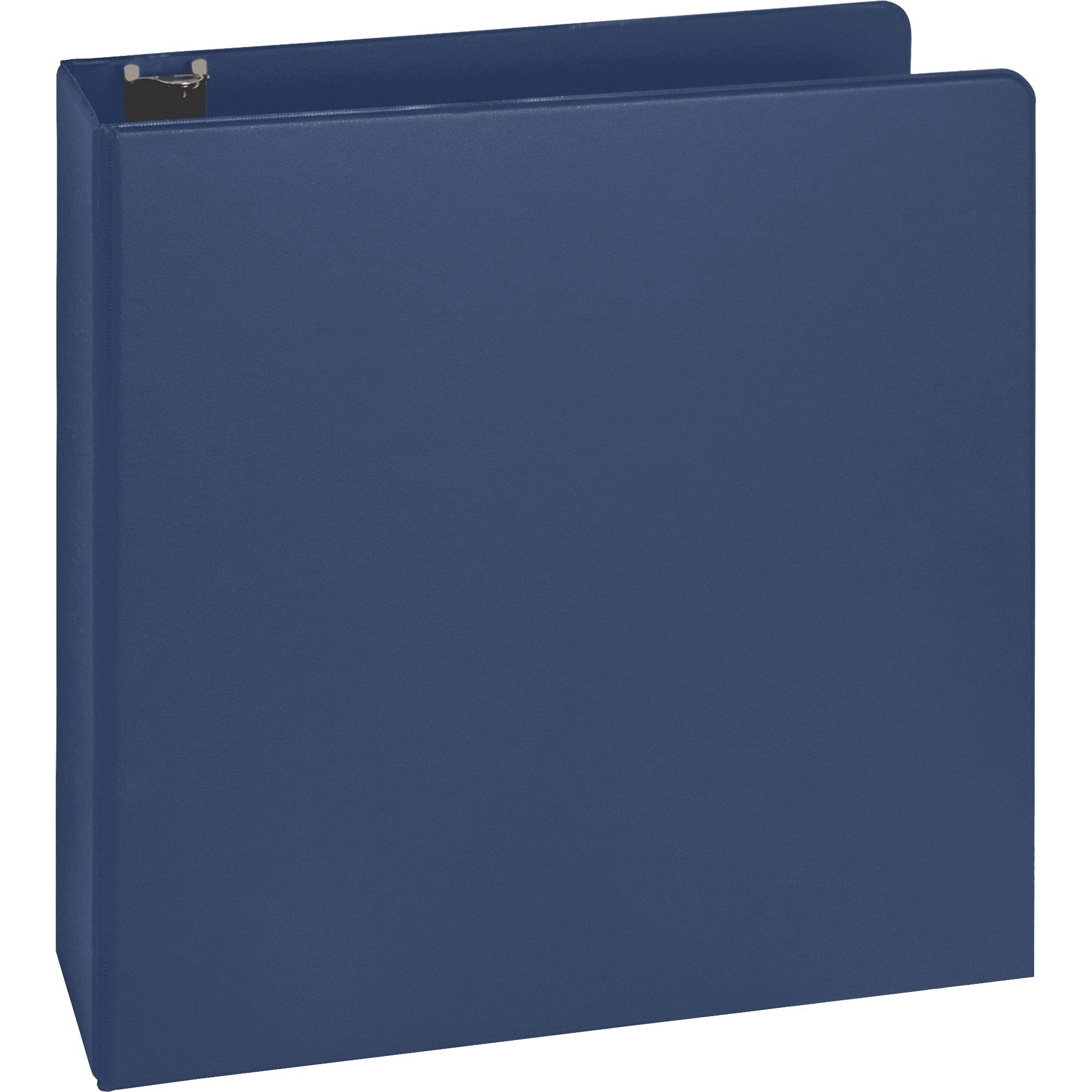 Business Source Basic Round Ring Binders - 2" Binder Capacity - Letter - 8 1/2" x 11" Sheet Size - Fastener(s): Round Ring - Vinyl - Dark Blue - 1.52 lb - 1 Each