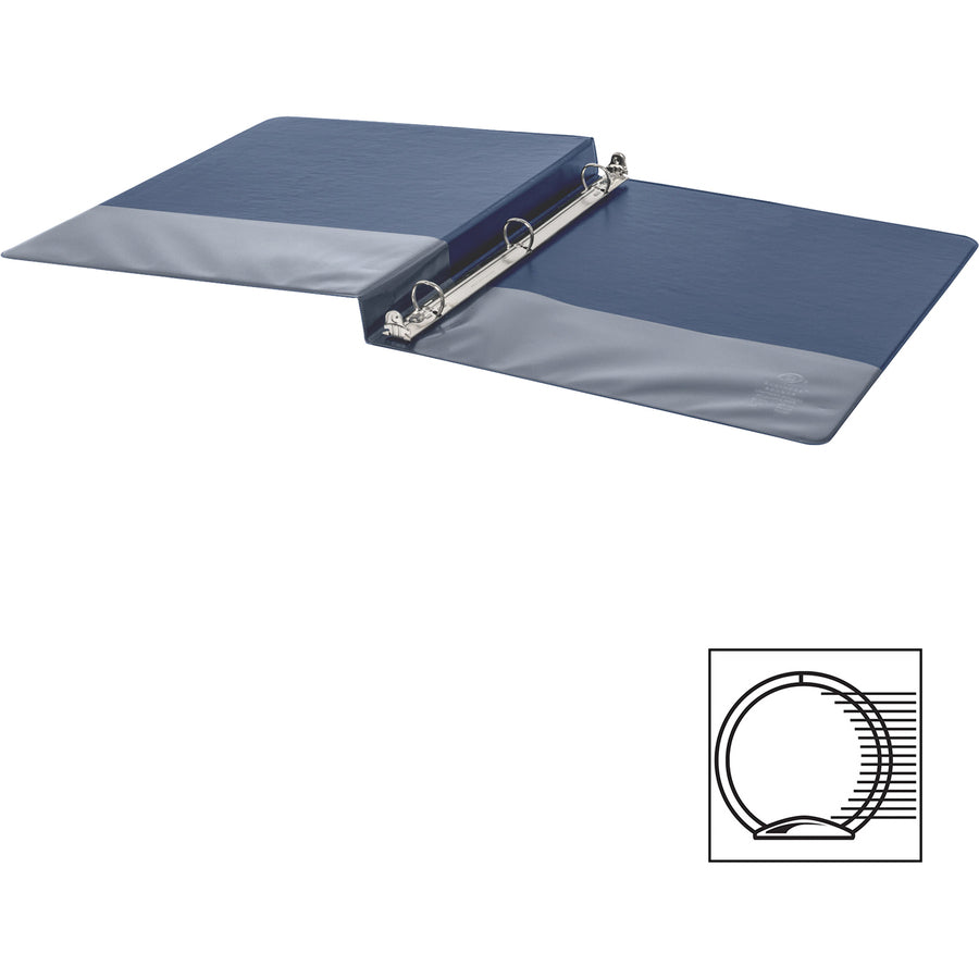 Business Source Basic Round Ring Binder - 1/2" Capacity, Letter Size, Dark Blue Vinyl