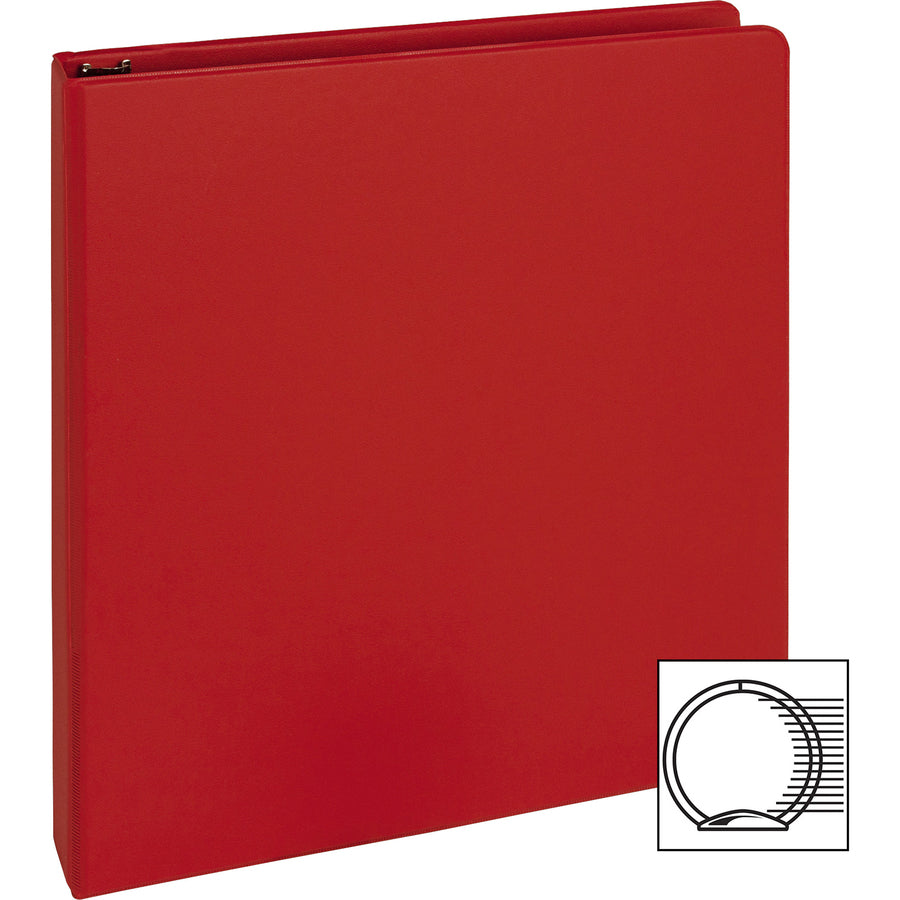 Business Source Basic Round Ring Binders - 1" Binder Capacity - Letter - 8 1/2" x 11" Sheet Size - 225 Sheet Capacity - 3 Ring(s) - Fastener(s): Round Ring - Polypropylene, Chipboard - Red - 11.20 oz - Sturdy - 1 Each