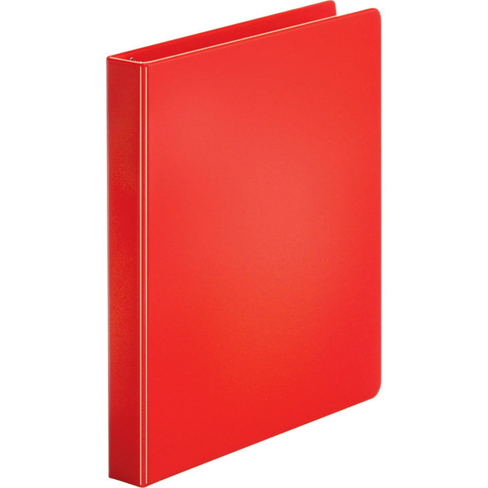 Business Source Basic Round Ring Binders - 1" Binder Capacity - Letter - 8 1/2" x 11" Sheet Size - 225 Sheet Capacity - 3 Ring(s) - Fastener(s): Round Ring - Polypropylene, Chipboard - Red - 11.20 oz - Sturdy - 1 Each