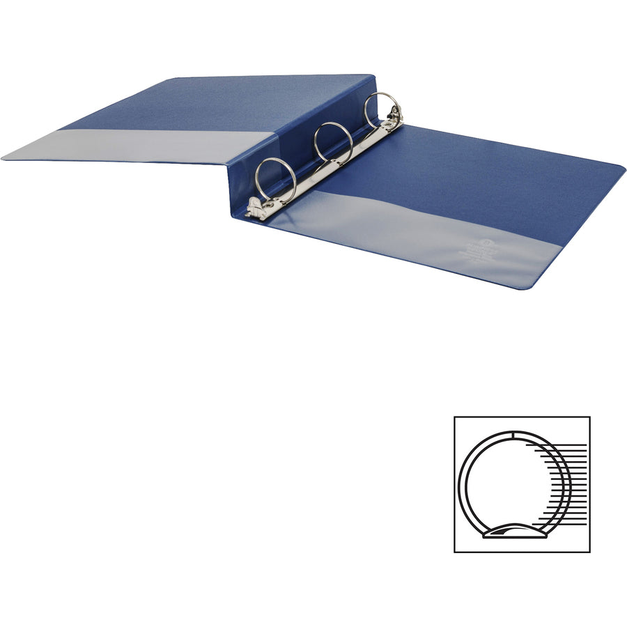 Business Source Basic Round Ring Binders - 1 1/2" Binder Capacity - Letter - 8 1/2" x 11" Sheet Size - 350 Sheet Capacity - 3 Ring(s) - Fastener(s): Round Ring - Polypropylene, Chipboard - Dark Blue - 1.02 lb - Sturdy - 1 Each