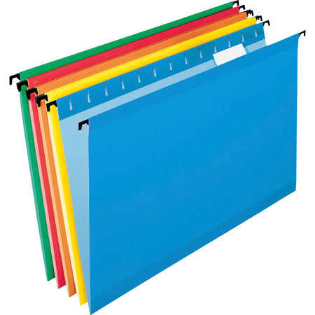 Pendaflex SureHook 1/5 Tab Cut Legal Recycled Hanging Folder - 8 1/2" x 14" - 11 pt. - Blue, Red, Orange, Yellow, Bright Green - Acid-free, Reinforced, Durable - 10% Recycled - 20 / Box