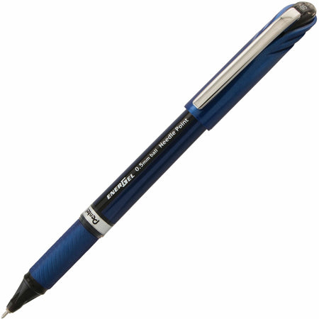 EnerGel NV Liquid Gel Pens - 0.5mm Fine Needle Point - Black Ink - Blue Barrel