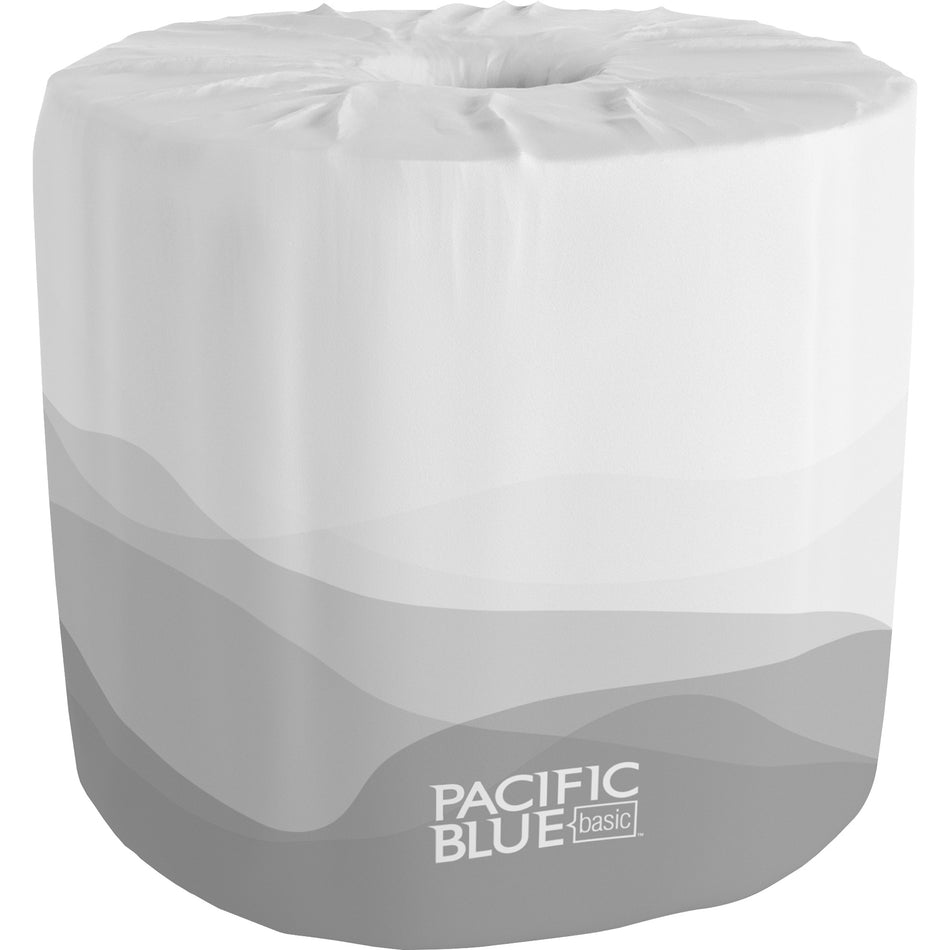 Pacific Blue Basic Basic Standard Roll Toilet Paper by GP Pro - 1 Ply - 4" Width x 4.05" Length - 1210 Sheets/Roll - White - 80 / Carton