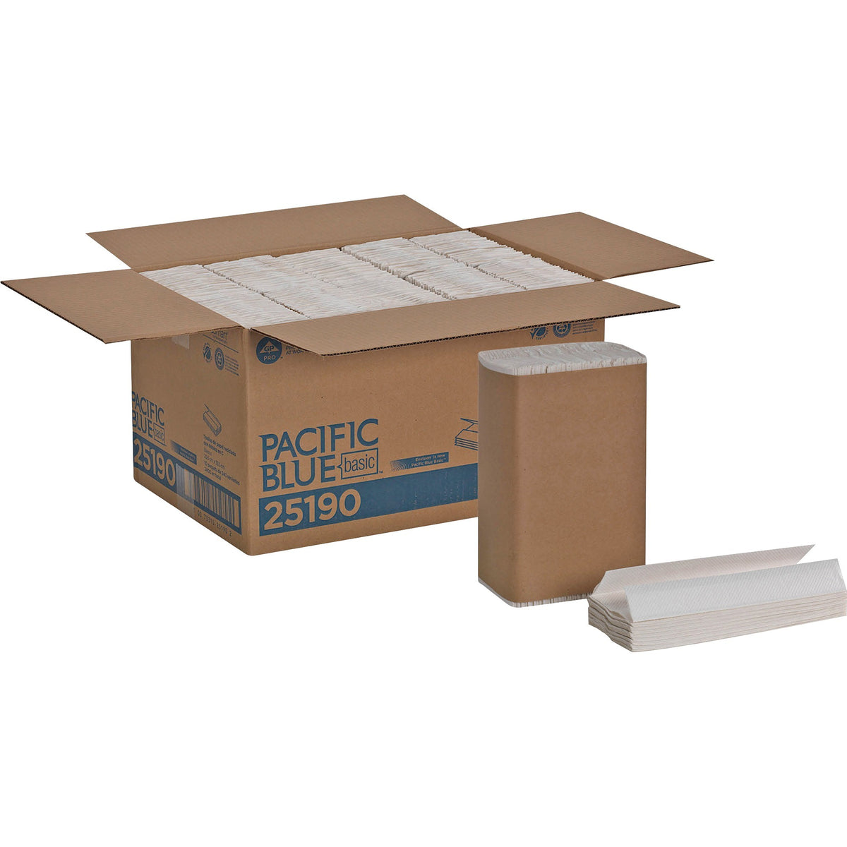Pacific Blue Basic C-Fold Recycled Paper Towel - 1 Ply - 10.10" Width x 12.70" Length - White - Fiber - 240/Pack - 10 / Carton