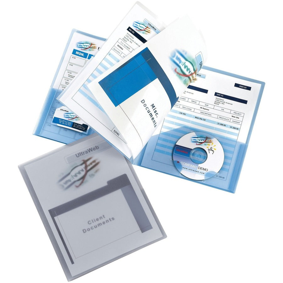 Avery®Flexi-View 47697 Letter Organizer Folder - 8 1/2" x 11" - 150 Sheets Capacity - 6 Internal Pocket(s) - Polypropylene - Light Blue, Light Gray - Card Holder, CD Holder, Non-stick - 1Pack - 24 / Carton
