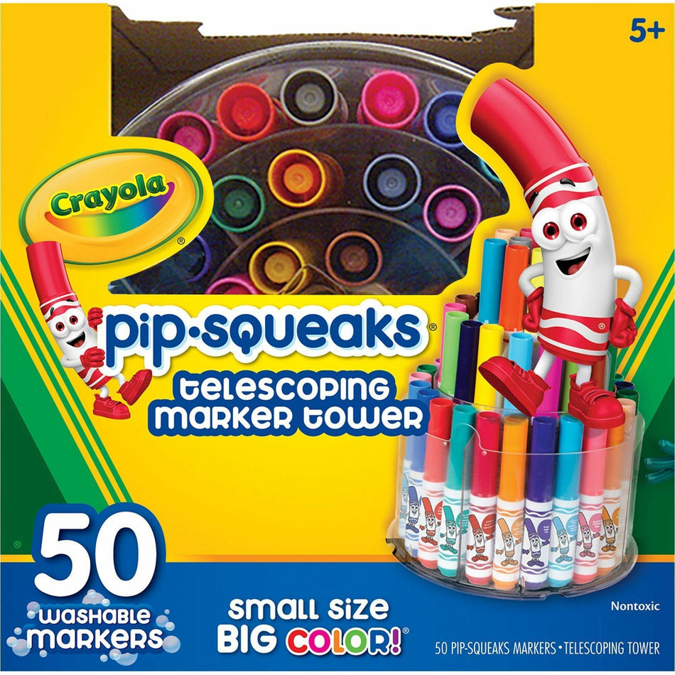 Crayola Pip-Squeaks Telescoping Marker Tower Washable Markers - Washable - 50 / Set