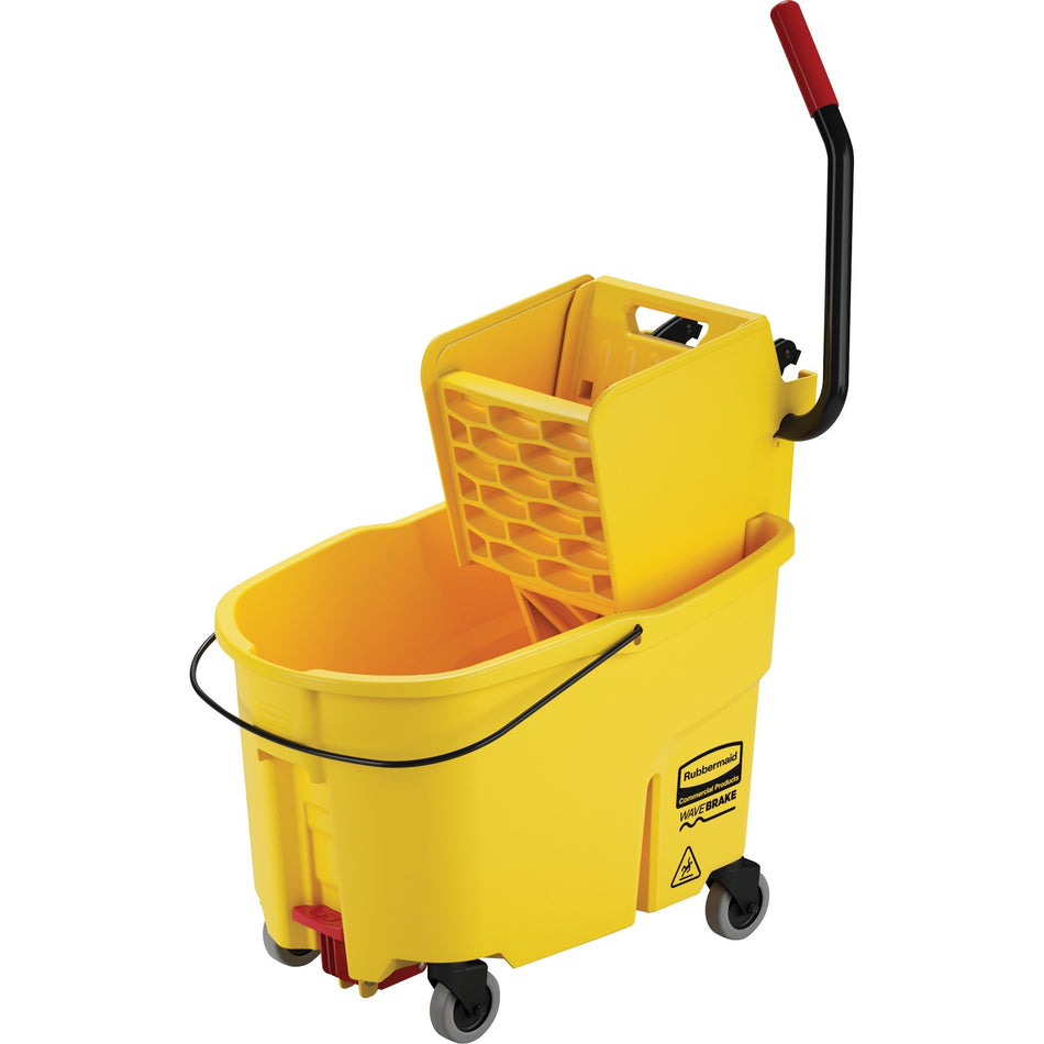 Rubbermaid Commercial Wavebreak 44-Quart Side Press Mopping System - Plastic, Steel - 17" Width x 24" Depth x 38" Height - Yellow - 1 Each