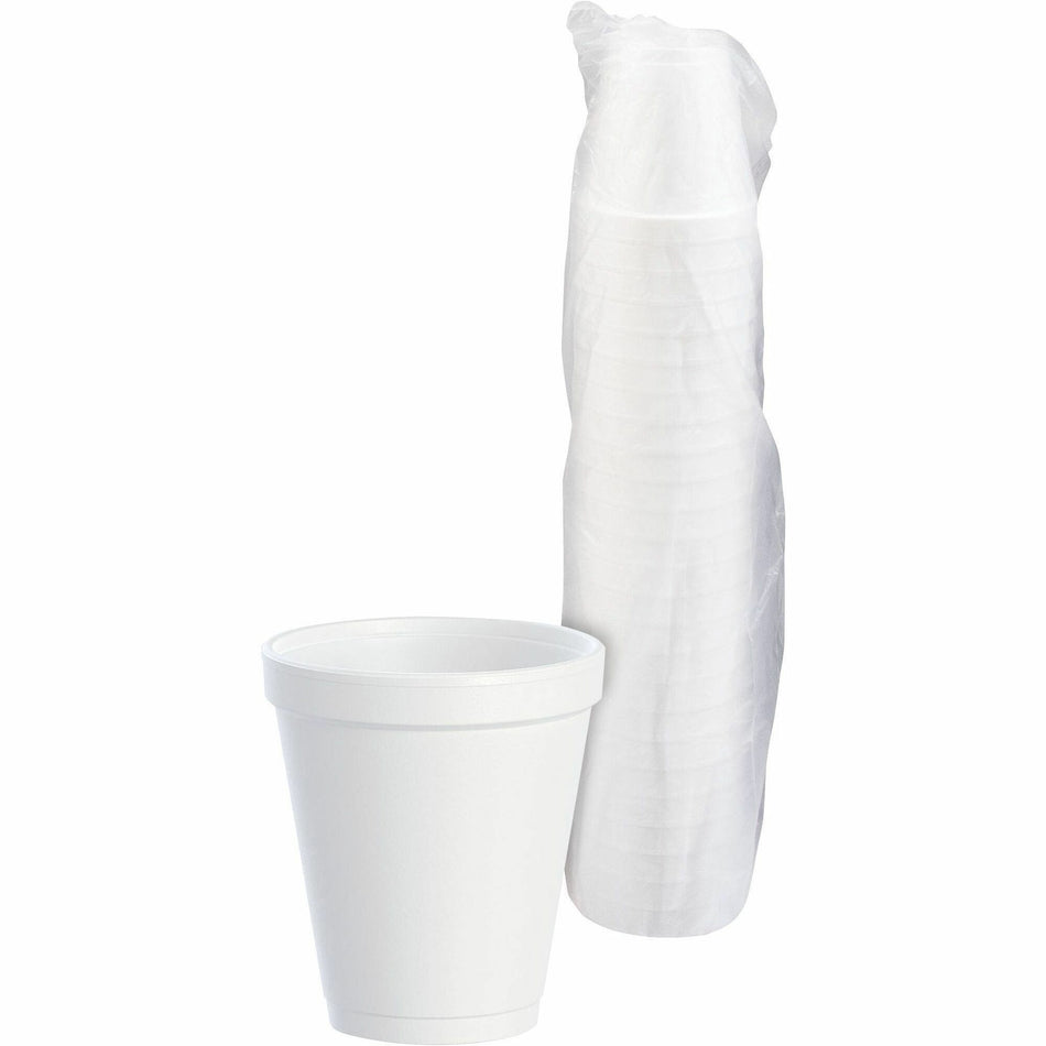 Dart J Cup 8 oz Insulated Foam Cups - 8 fl oz - White - Foam - Tea, Coffee, Juice, Soft Drink, Hot Drink, Cold Drink, Cappuccino, Hot Chocolate - 25 / Pack