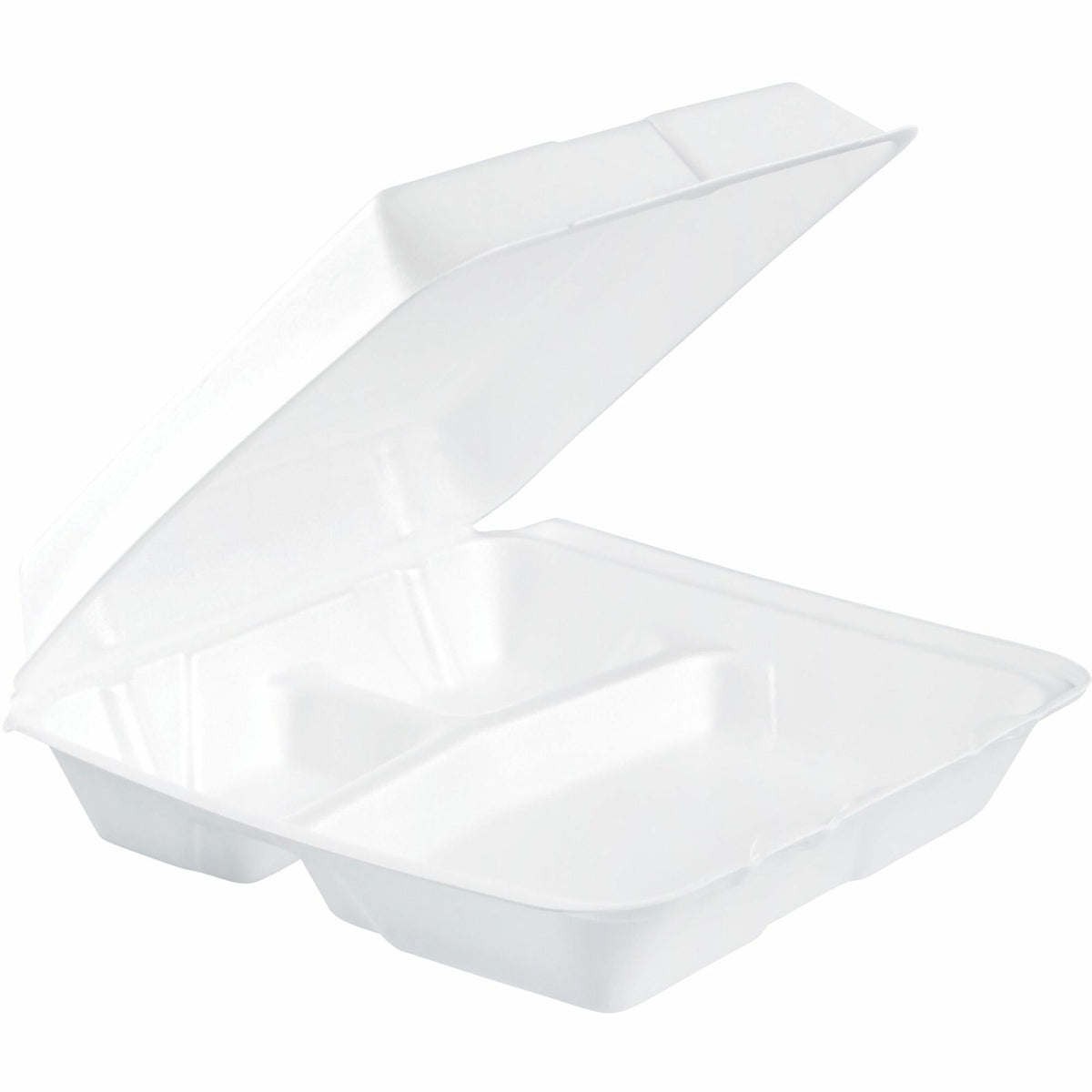 Dart 9-1/2" Triple-Compartment Foam Containers - White - Foam Body - 100/Pack - 2 / Carton