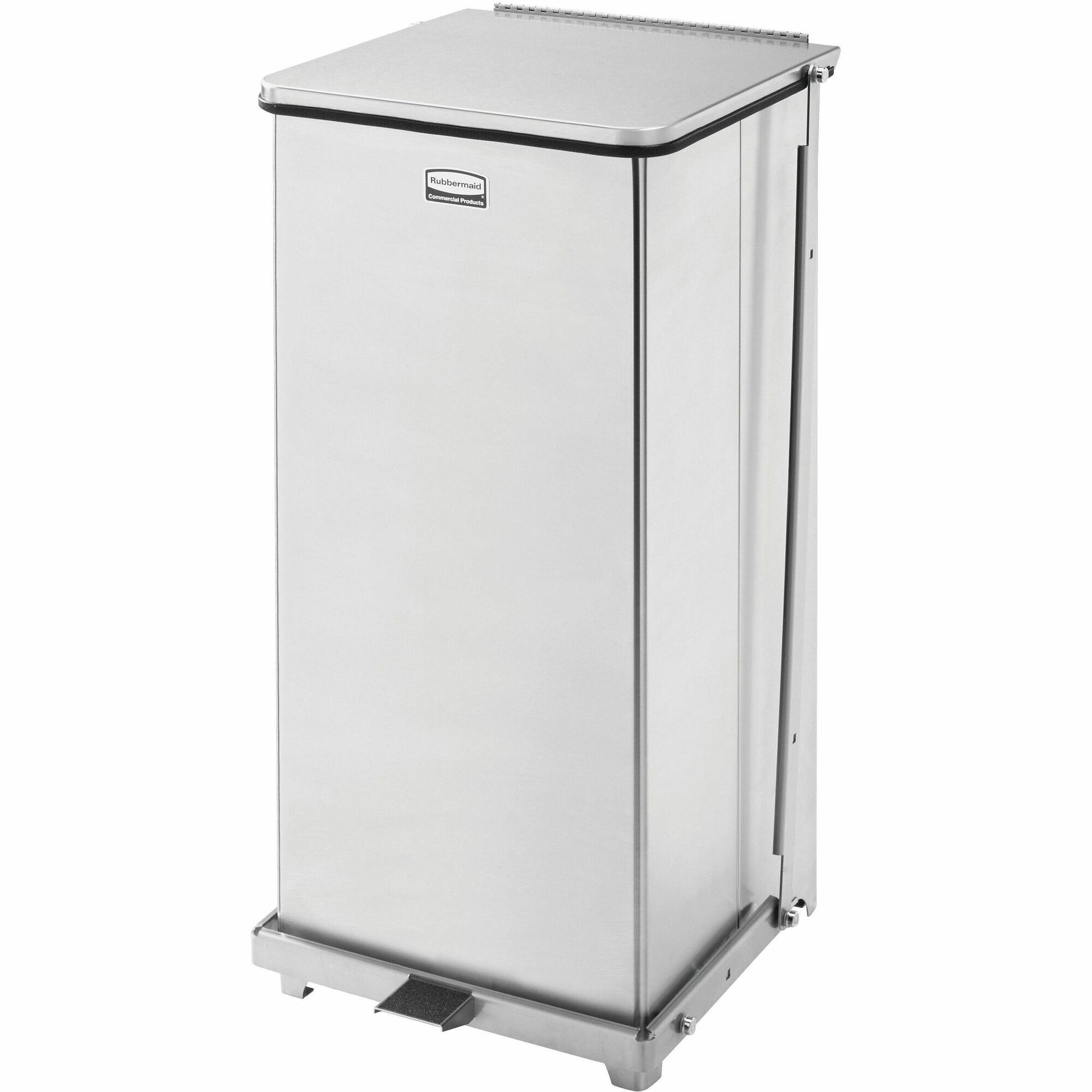 Rubbermaid Commercial Defenders Step Can: 13 gal Fire-Safe Steel Bin - Waste Containers & Lids