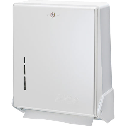 San Jamar True Fold Towel Dispenser - C Fold, Multifold Dispenser - 300 x Towel C Fold, 500 x Towel Multifold - 14.5" Height x 11.6" Width x 5" Depth - Metal, Plastic - White - Touch-free, Break Resistant, Impact Resistant - 1 Each