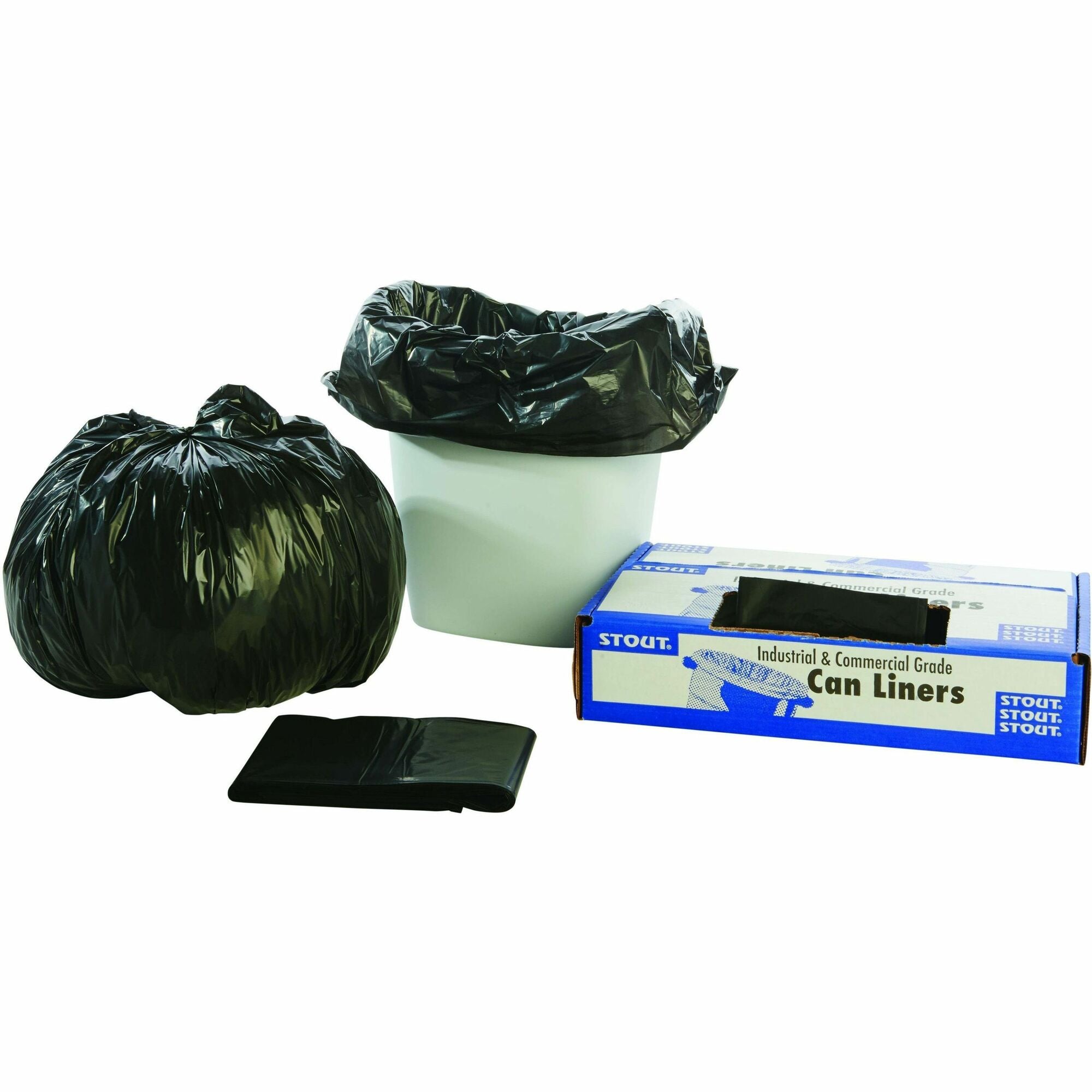 Stout Recycled Content Trash Bags - 10 gal/55 lb Capacity - 24" Length x 24" Width x 1 mil (25 Micron) Thickness - Brown - Resin - Recycled - 250 / Carton