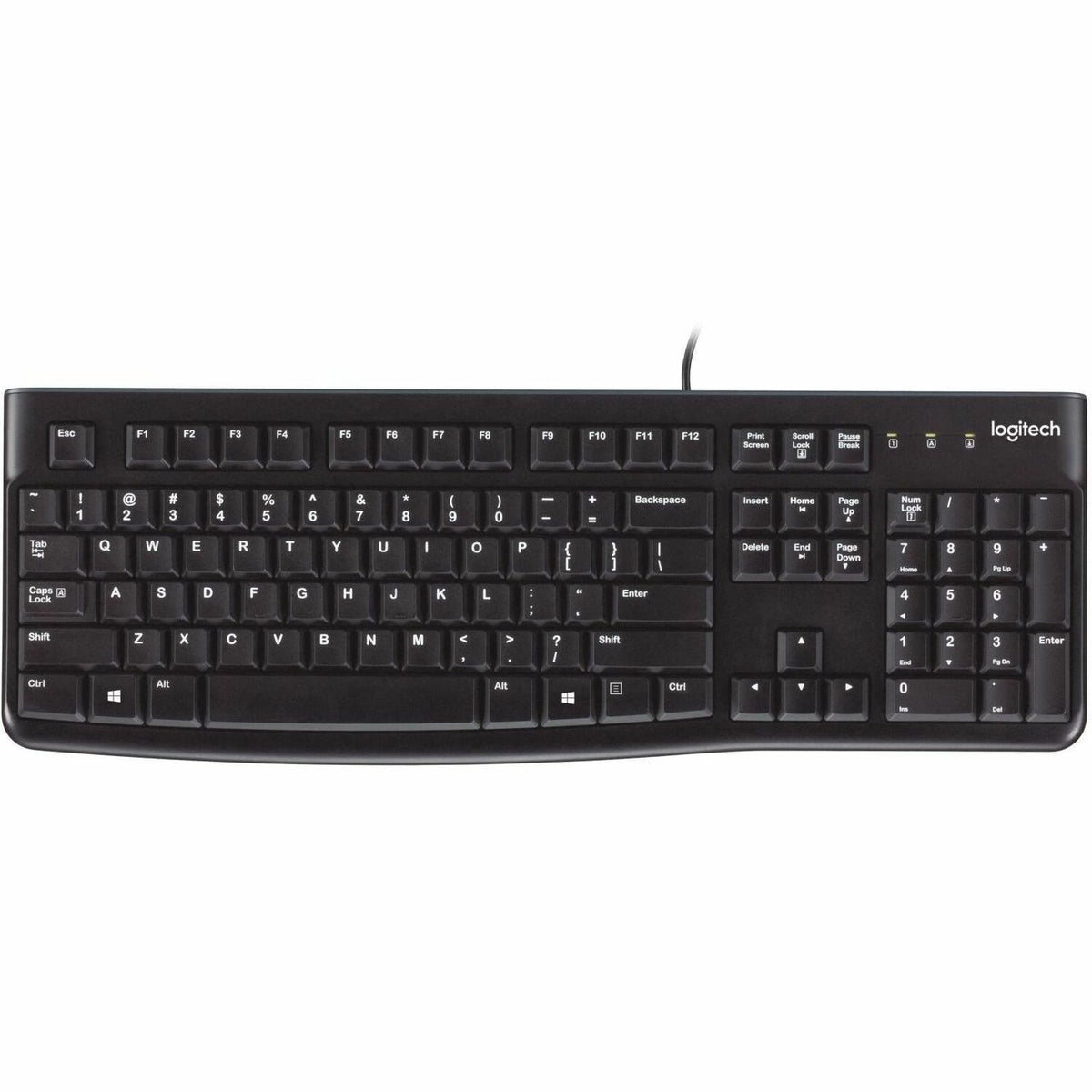 Logitech K120 Plug-and-Play USB Keyboard - Cable Connectivity - USB Interface - Rugged - English - PC - Black