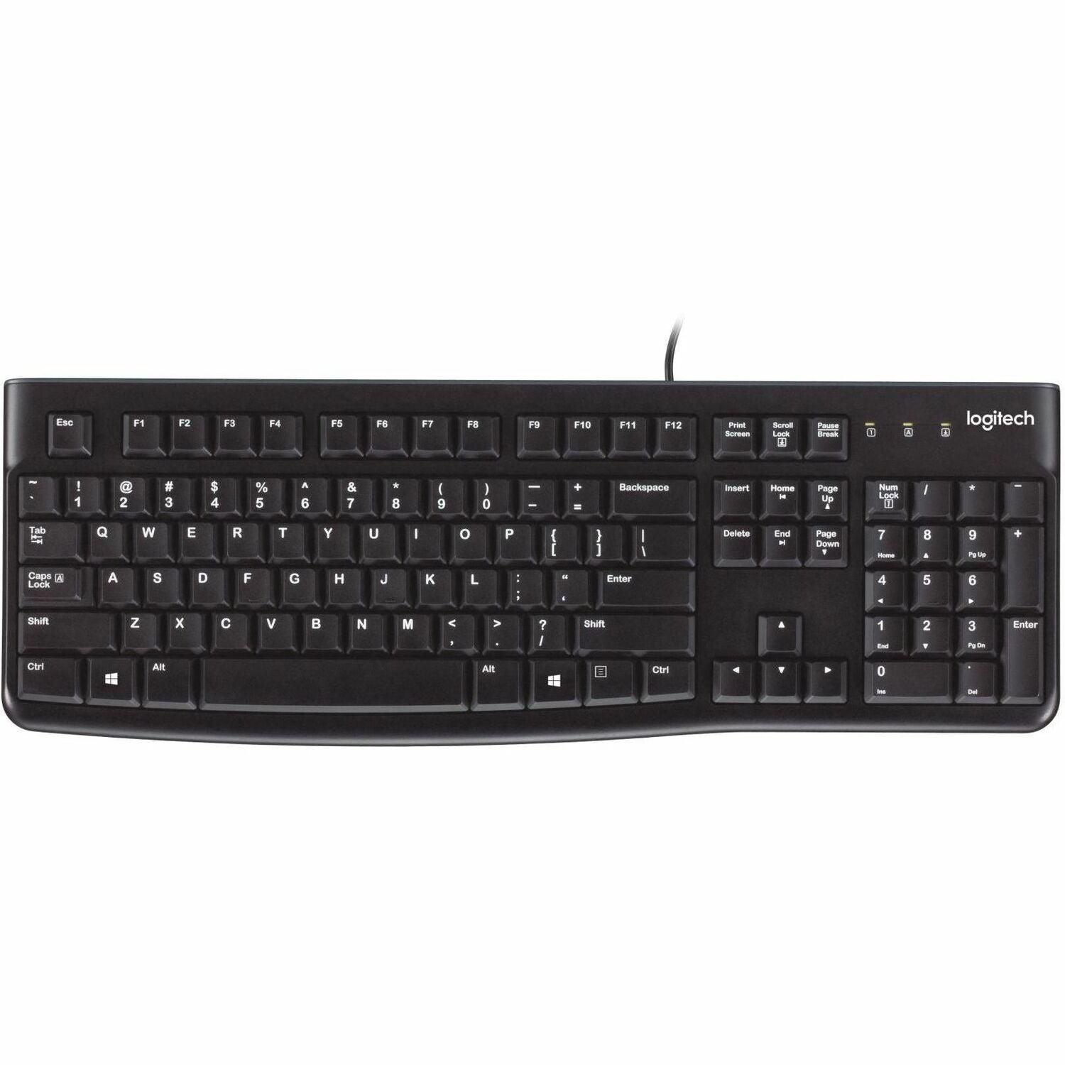 Logitech K120 Plug-and-Play USB Keyboard - Cable Connectivity - USB Interface - Rugged - English - PC - Black