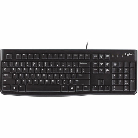 Logitech K120 Plug-and-Play USB Keyboard - Cable Connectivity - USB Interface - Rugged - English - PC - Black