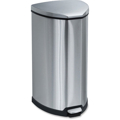 Safco Step-on Stainless Receptacle - 10 gal Capacity - Steel - Waste Containers & Lids