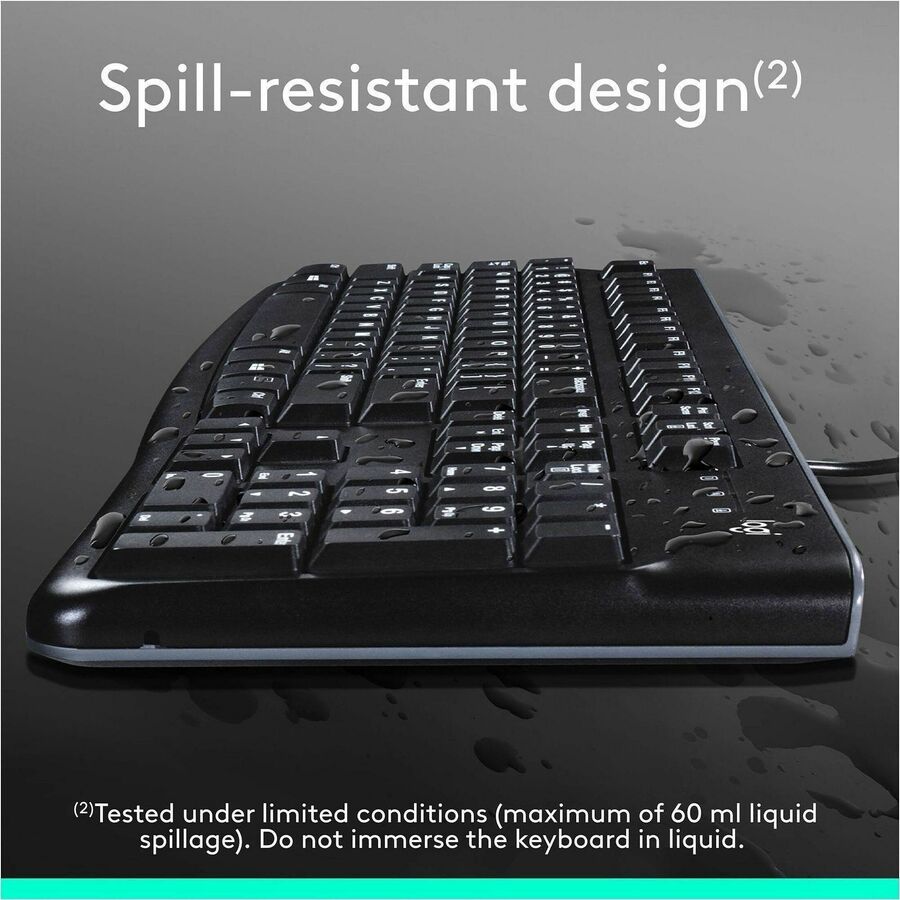Logitech MK120 Desktop Corded Combo Set - USB Cable Keyboard - 104 Key - USB Cable Mouse - Optical - 1000 dpi - 3 Button - Scroll Wheel - Compatible with Computer for PC - 1 Each