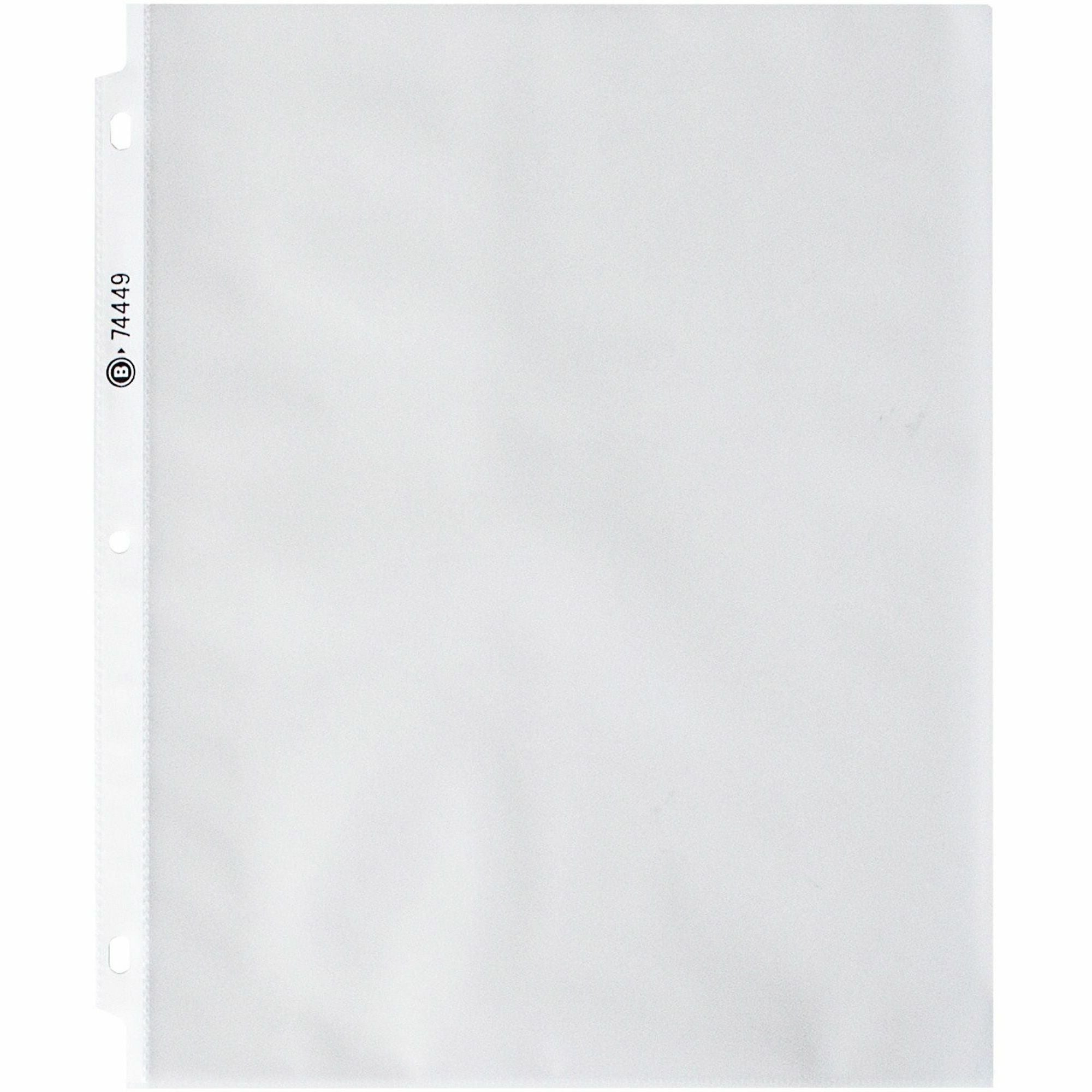 Business Source Nonglare Top-loading Sheet Protectors - 11" Height x 9" Width x 3.3 mil Thickness - For Letter 8 1/2" x 11" Sheet - Ring Binder - Rectangular - Clear - Polypropylene - 100 / Box