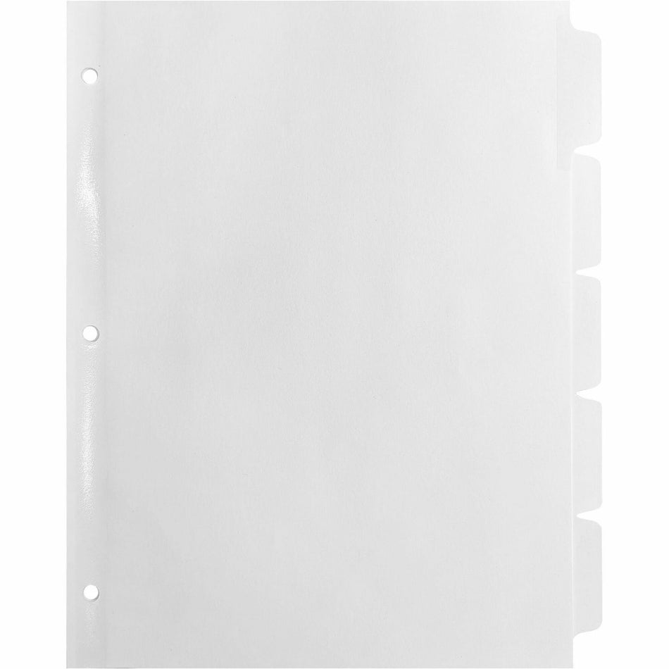 Business Source Punched Laser Index Dividers - 5 Blank Tab(s) - 5 Tab(s)/Set - 8.5" Divider Width x 11" Divider Length - Letter - 3 Hole Punched - White Paper Divider - White Tab(s) - 100% Recycled - Mylar Reinforcement, Reinforced, Punched - 25 / Box