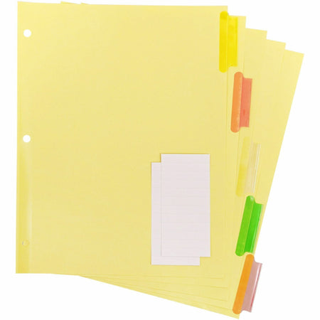 Business Source Insertable Tab Ring Binder Indexes - 5 Blank Tab(s) - 2" Tab Width - 8.5" Divider Width x 11" Divider Length - Letter - 3 Hole Punched - Multicolor Tab(s) - Tear Resistant, Punched, Insertable, Reinforced Edges - 5 / Set