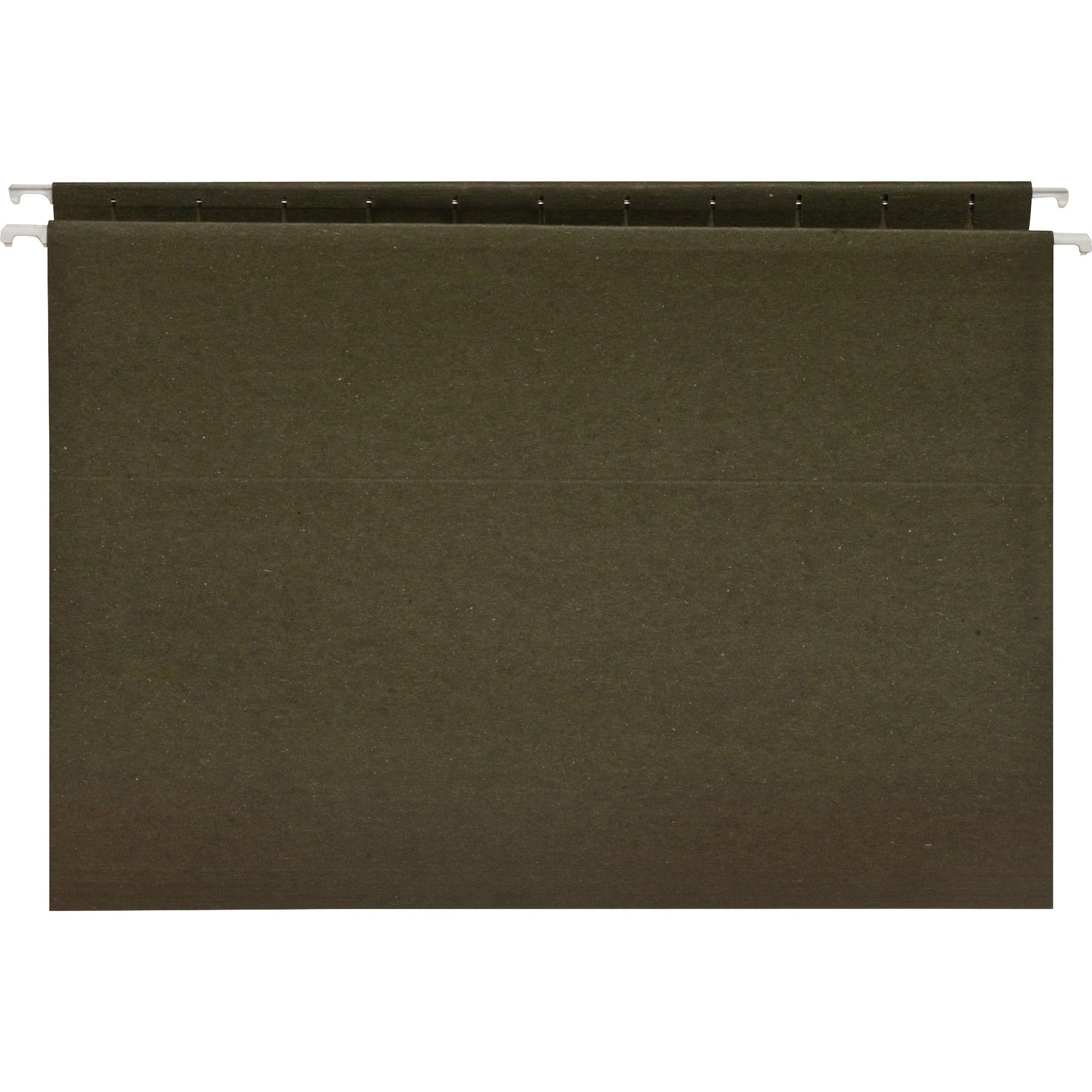 Business Source Letter Recycled Hanging Folder - 8 1/2" x 11" - 11 pt. - Green - 100% Recycled - 25 / Box