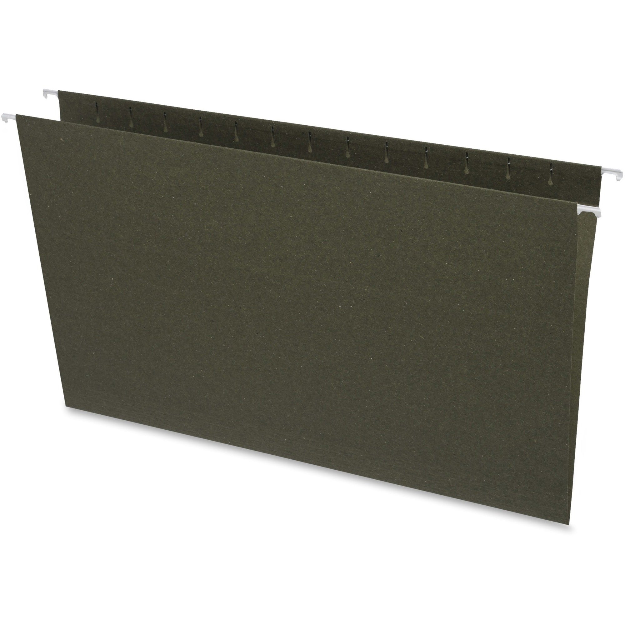 Business Source Legal Recycled Hanging Folder - 8 1/2" x 14" - 11 pt. - Green - 100% Recycled - 25 / Box
