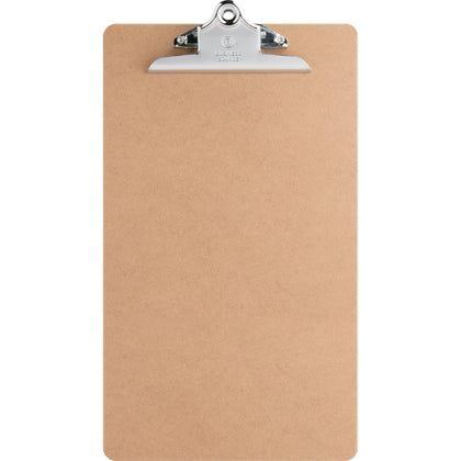 Business Source Hardboard Clipboard: 9’’x15.5’’ Brown - Durable Clip - 1pc - Clipboards