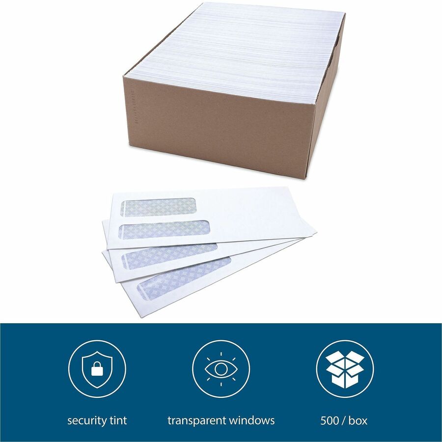 Business Source No. 9 Double Window Invoice Envelopes - Double Window - #9 - 8 7/8" Width x 3 7/8" Length - 24 lb - White - 500 / Box
