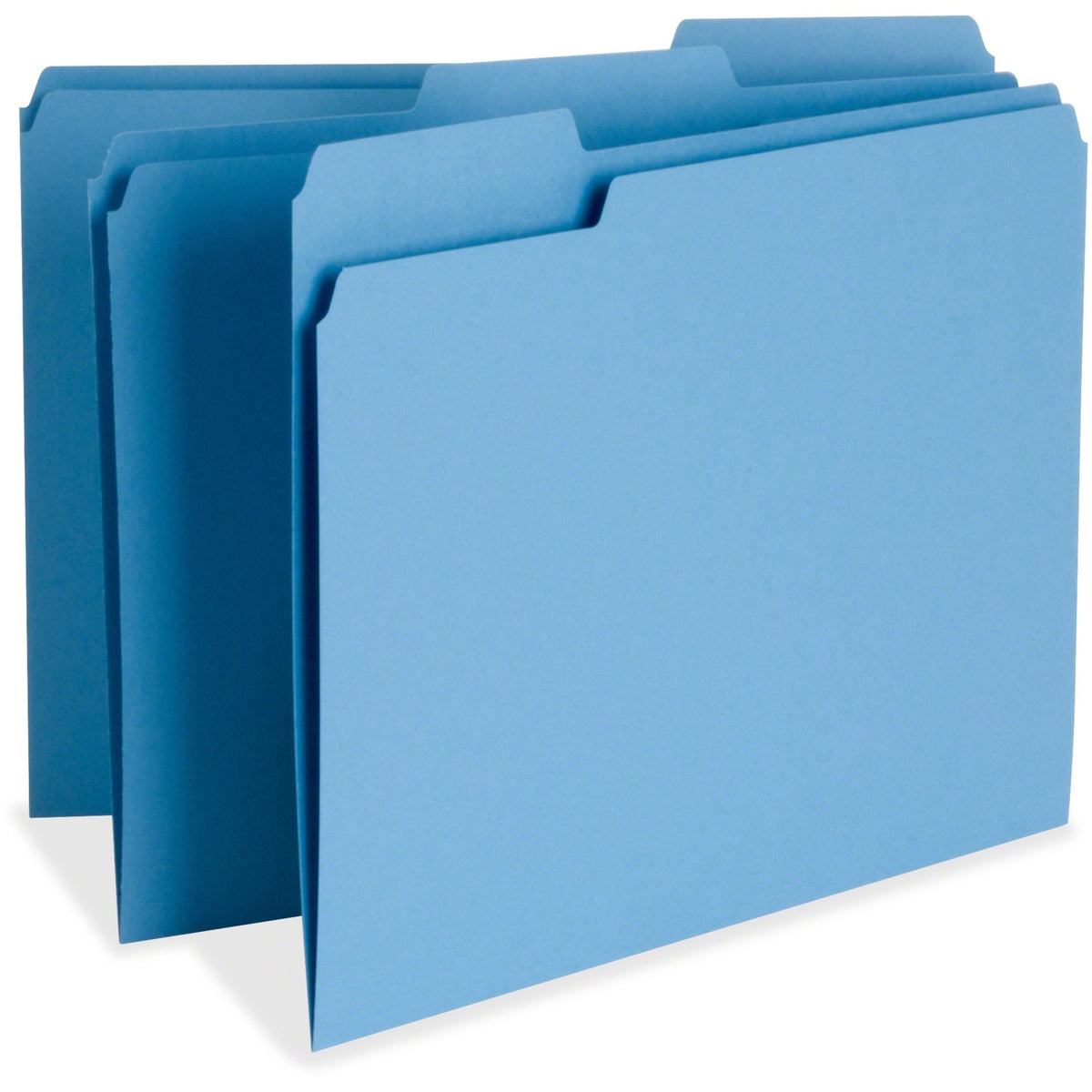 Business Source 1/3 Tab Cut Letter Recycled Top Tab File Folder - 8 1/2" x 11" - Top Tab Location - Assorted Tab Position - 11 pt. - 1 Plys - Blue - 10% Recycled - 100 / Box