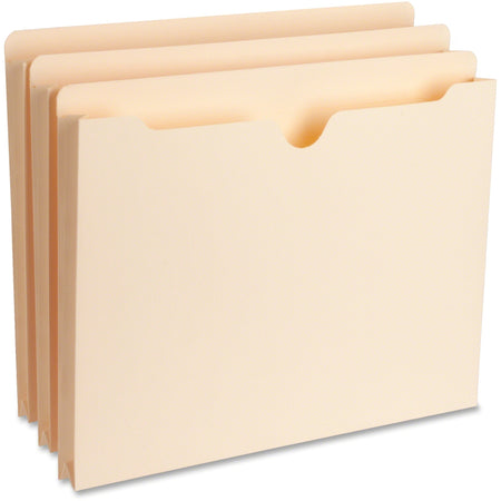 Business Source Straight Tab Cut Letter Recycled File Pocket - 8 1/2" x 11" - 1" Expansion - 11 pt. - Manila - Reinforced Tab, Heavyweight Cover - 10% Recycled - 50 / Box