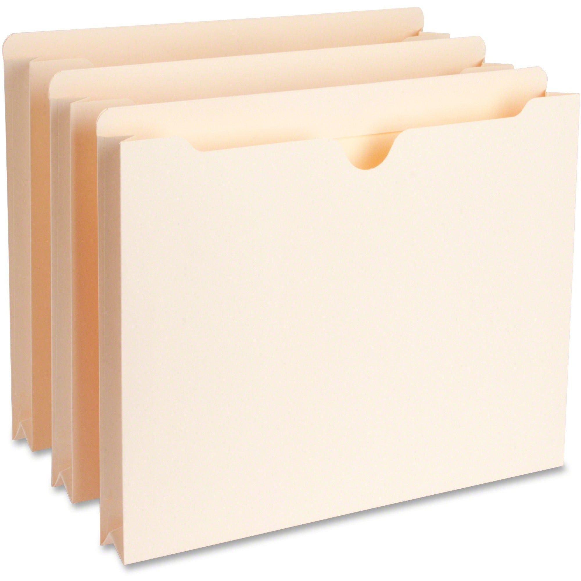 Business Source Straight Tab Cut Letter Recycled File Pocket - 8 1/2" x 11" - 1 1/2" Expansion - 11 pt. - Manila - Slip Resistant, Reinforced Tab, Heavyweight Cover - 10% Recycled - 50 / Box