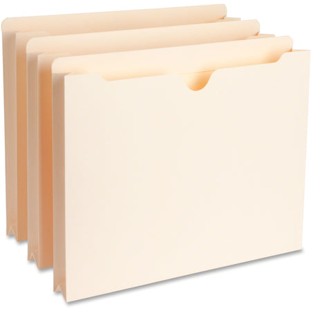 Business Source Straight Tab Cut Letter Recycled File Pocket - 8 1/2" x 11" - 1 1/2" Expansion - 11 pt. - Manila - Slip Resistant, Reinforced Tab, Heavyweight Cover - 10% Recycled - 50 / Box