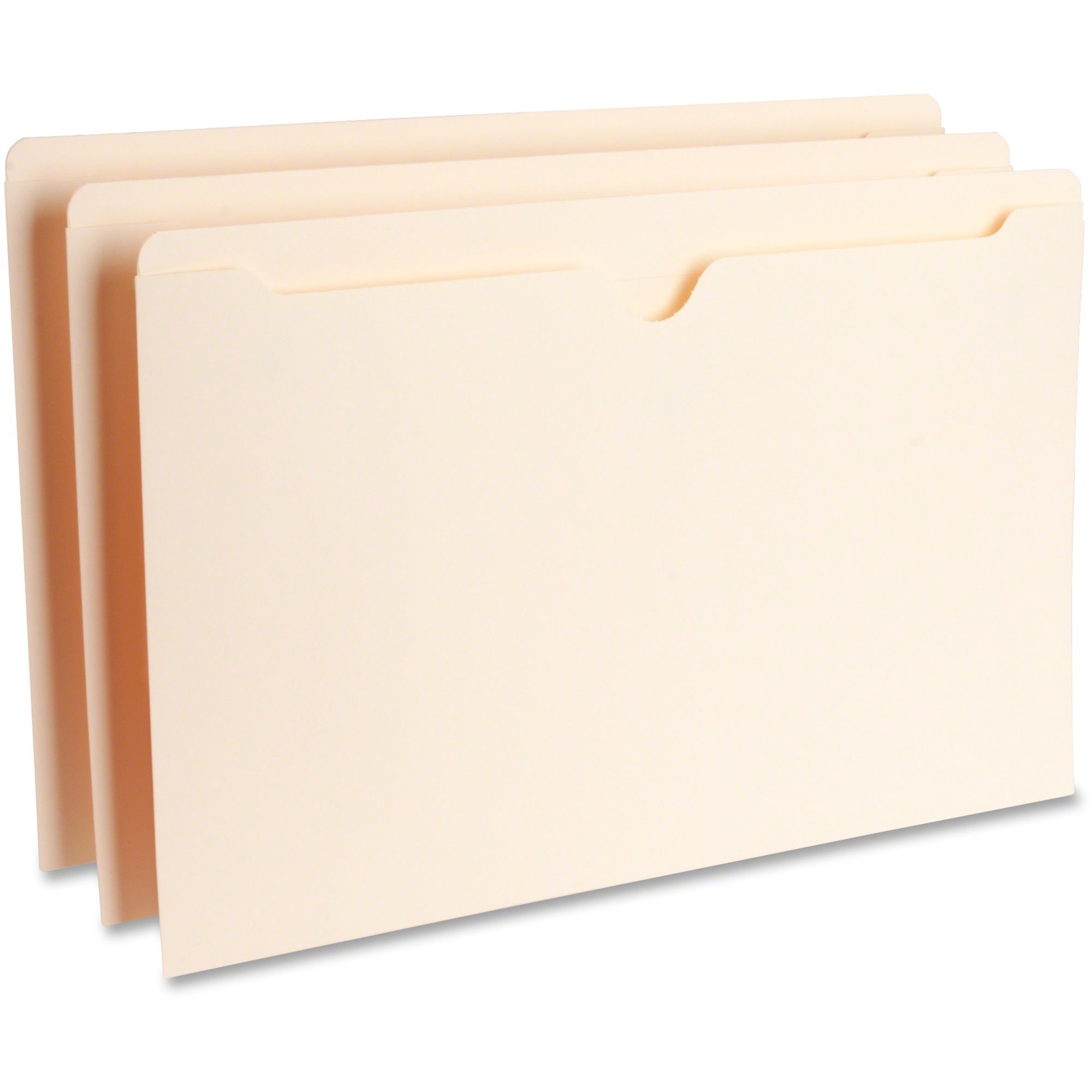 Business Source Legal Recycled File Pocket - 8 1/2" x 14" - 11 pt. - Manila - Slip Resistant, Reinforced Tab, Heavyweight Cover - 10% Recycled - 100 / Box